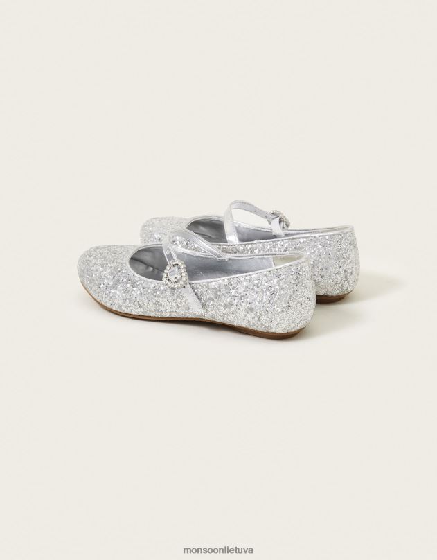 Monsoon kibirkščiuojančių dulkių balerinų butai mergina sidabras avalynė DPXBJ1810