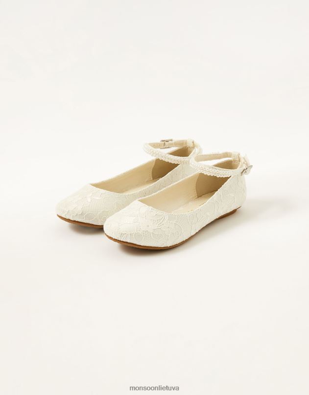 Monsoon nėrinių perlų balerinų buteliai mergina dramblio kaulo avalynė DPXBJ2812