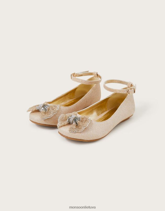 Monsoon polly shimmer bow balerina butai mergina auksas avalynė DPXBJ2299