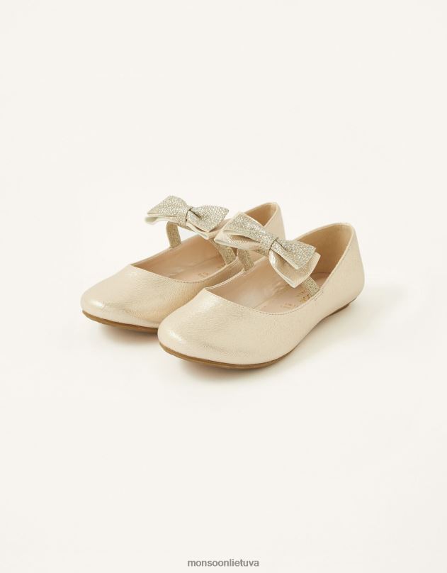 Monsoon tekstūruotos lanko balerinos buteliai mergina auksas avalynė DPXBJ2808