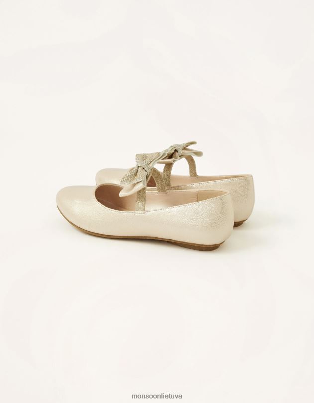 Monsoon tekstūruotos lanko balerinos buteliai mergina auksas avalynė DPXBJ2808