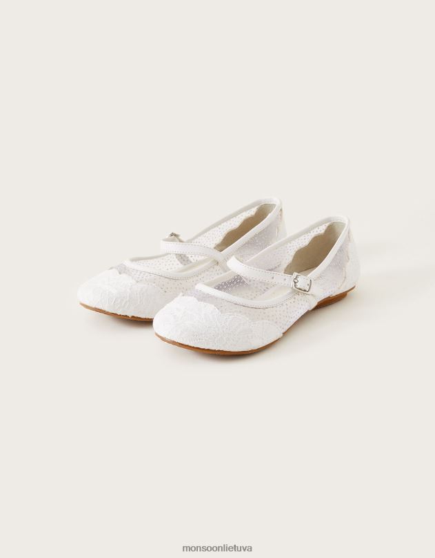 Monsoon šukučių nėrinių princesės balerinos buteliai mergina dramblio kaulo avalynė DPXBJ2295