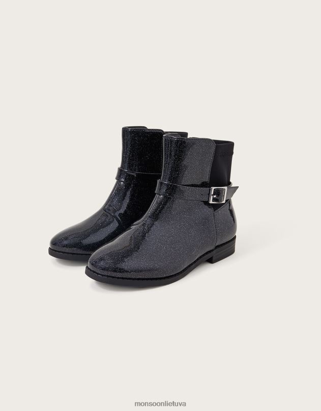 Monsoon lakuoti blizgantys lankiniai batai mergina juodas avalynė DPXBJ2350