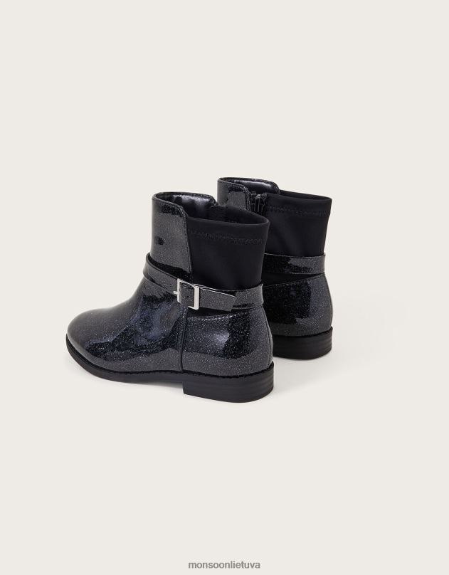 Monsoon lakuoti blizgantys lankiniai batai mergina juodas avalynė DPXBJ2350