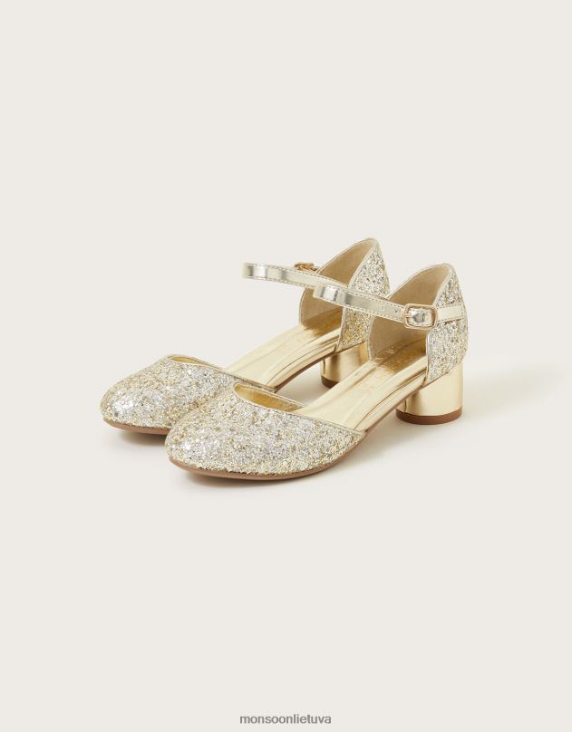 Monsoon blizgantys dviejų dalių aukštakulniai mergina auksas avalynė DPXBJ2301
