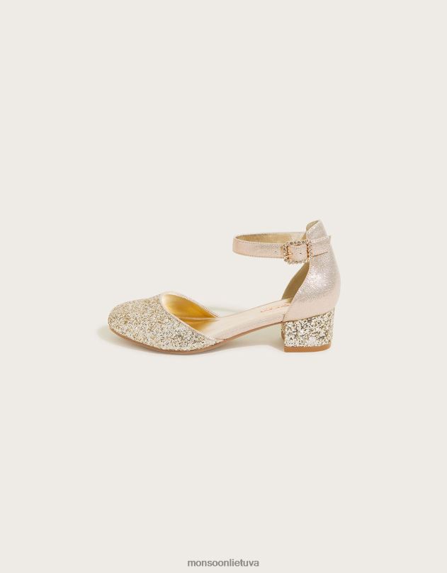 Monsoon blizgantys dviejų dalių kulniukai mergina auksas avalynė DPXBJ2392