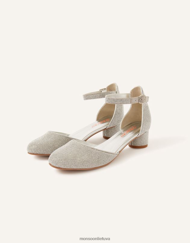 Monsoon blizgantys dviejų dalių kulniukai mergina sidabras avalynė DPXBJ2329
