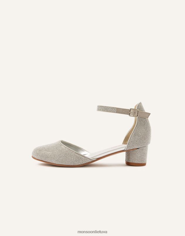 Monsoon blizgantys dviejų dalių kulniukai mergina sidabras avalynė DPXBJ2329