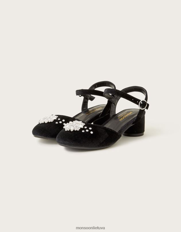 Monsoon deimantų gėlių dviejų dalių kulniukai mergina juodas avalynė DPXBJ2325