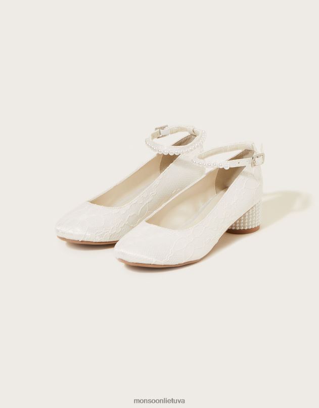 Monsoon nėrinių perlų kulniukai mergina dramblio kaulo avalynė DPXBJ2293