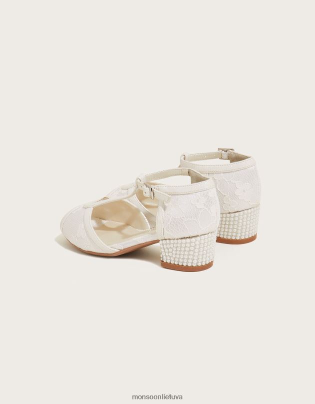 Monsoon nėrinių perlų šokių aukštakulniai vaikai dramblio kaulo avalynė DPXBJ2771