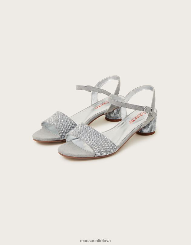 Monsoon sandalai su smeigtuku su kulnais mergina sidabras avalynė DPXBJ2333