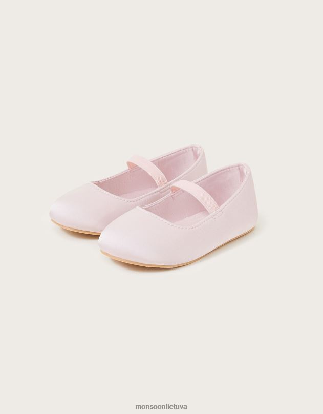 Monsoon Baby Sadie satininiai vaikštynės rožiniai bateliai vaikai rožinis avalynė DPXBJ2312