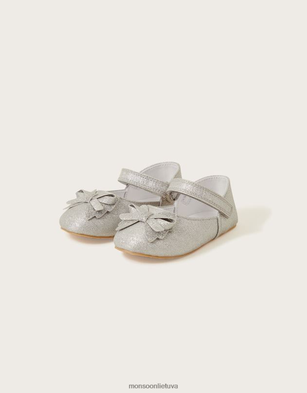 Monsoon blizgantys lankai vaikštynės sidabriniai batai vaikai sidabras avalynė DPXBJ2303