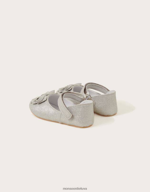 Monsoon blizgantys lankai vaikštynės sidabriniai batai vaikai sidabras avalynė DPXBJ2303