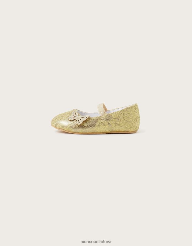 Monsoon nėriniuoti drugeliai vaikštynės auksiniai batai vaikai auksas avalynė DPXBJ2300