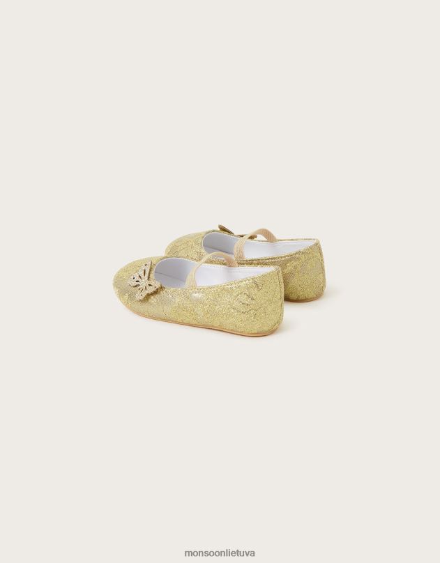 Monsoon nėriniuoti drugeliai vaikštynės auksiniai batai vaikai auksas avalynė DPXBJ2300