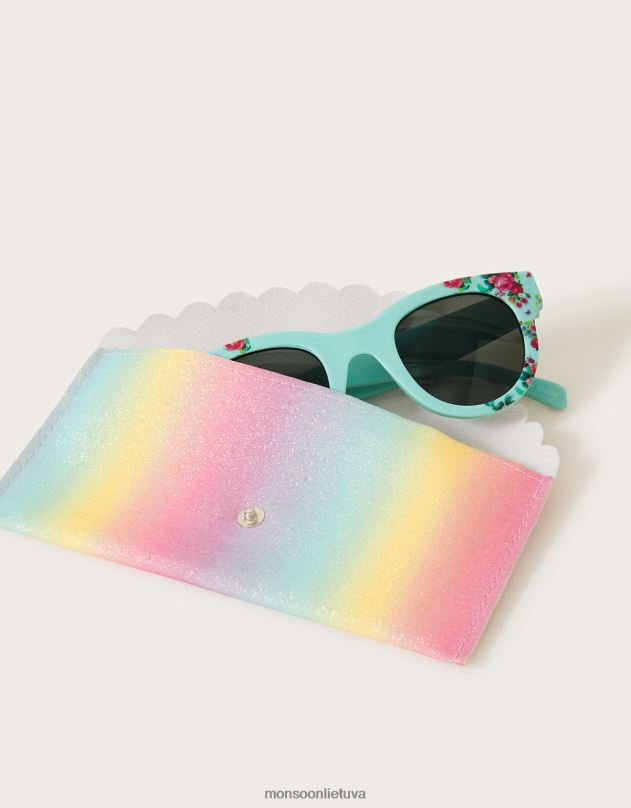 Monsoon gėlėmis marginti akiniai nuo saulės su vaivorykštės dėklu vaikai grakštus priedas DPXBJ2798