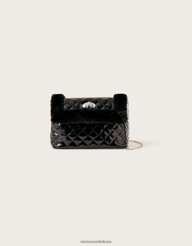 Monsoon pūkuotas dygsniuotas lakuotas krepšys mergina karšta priedas DPXBJ2834