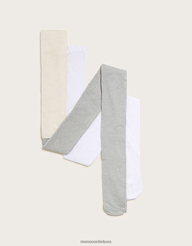 Monsoon žaižaruojančių metalinių pėdkelnių rinkinys iš dviejų mergina sidabras priedas DPXBJ2643