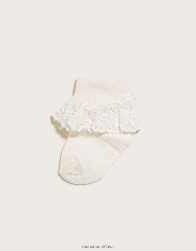 Monsoon baby olivia bow nėriniuotos kojinės mergina dramblio kaulo priedas DPXBJ2617