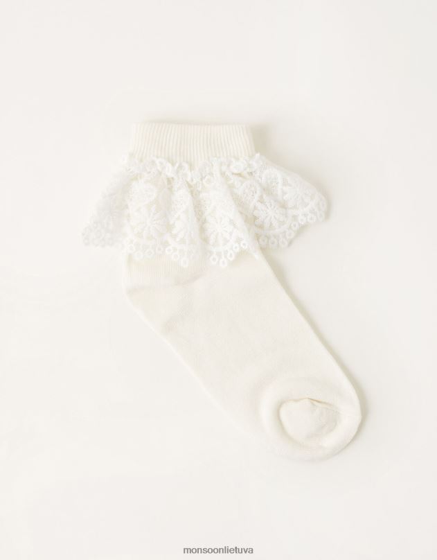 Monsoon širdelės nėriniuotos kojinės mergina dramblio kaulo priedas DPXBJ2723