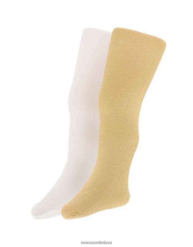 Monsoon kūdikių blizgančių nailoninių pėdkelnių rinkinys iš dviejų mergina auksas priedas DPXBJ2733