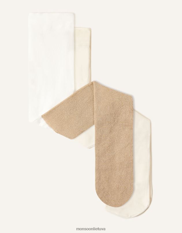 Monsoon kūdikių blizgančių nailoninių pėdkelnių rinkinys iš dviejų mergina auksas priedas DPXBJ2733