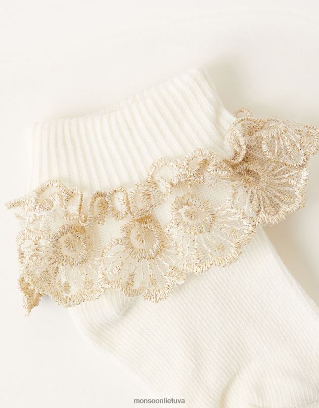 Monsoon kūdikių blizgančios nėriniuotos kojinės mergina dramblio kaulo priedas DPXBJ2718