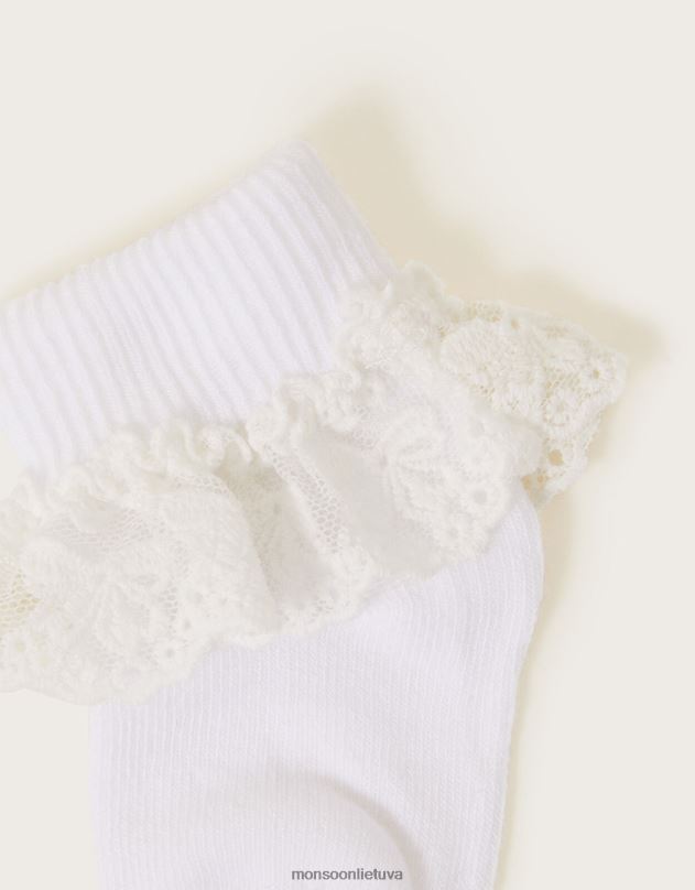 Monsoon kūdikio gėlių nėriniuotos kojinės mergina baltas priedas DPXBJ2668