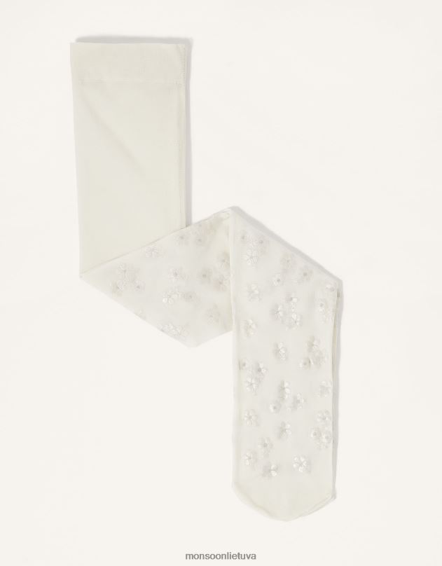 Monsoon kūdikio gėlių perlato rašto pėdkelnės mergina dramblio kaulo priedas DPXBJ2624