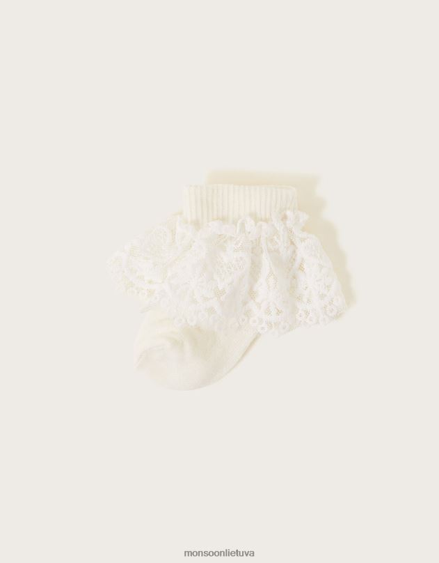Monsoon kūdikio širdelės nėriniuotos kojinės mergina dramblio kaulo priedas DPXBJ2665