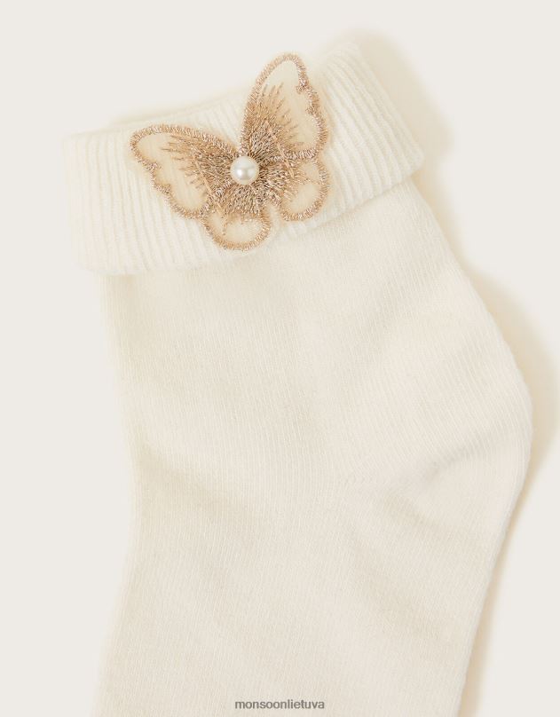 Monsoon nėriniuotos drugelio kojinės mergina dramblio kaulo priedas DPXBJ2673