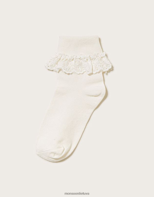 Monsoon olivia bow nėriniuotas kojines mergina dramblio kaulo priedas DPXBJ2750