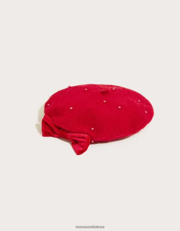 Monsoon Emily Pearl beretė vaikai raudona priedas DPXBJ2628