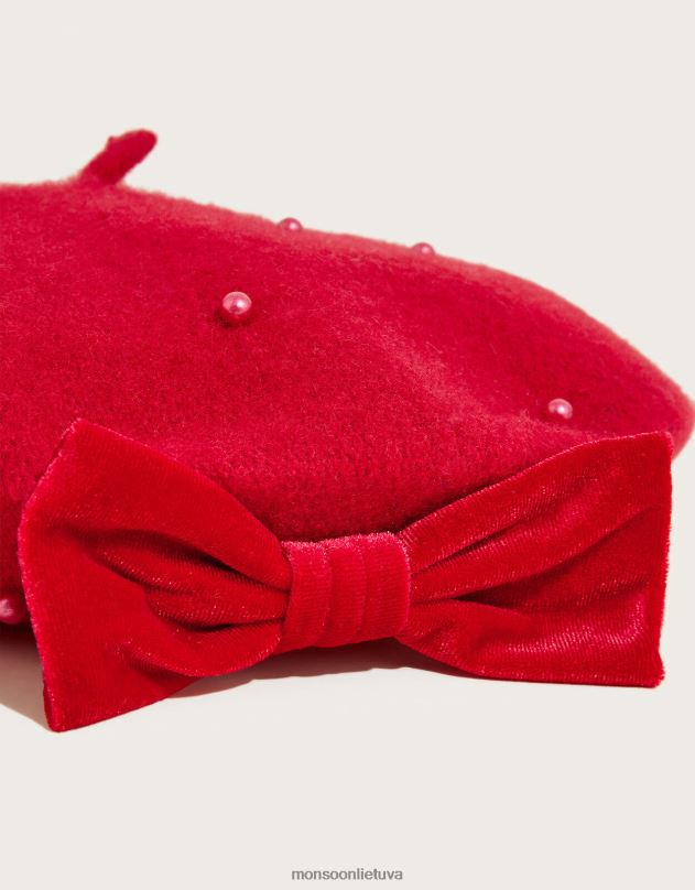 Monsoon Emily Pearl beretė vaikai raudona priedas DPXBJ2628