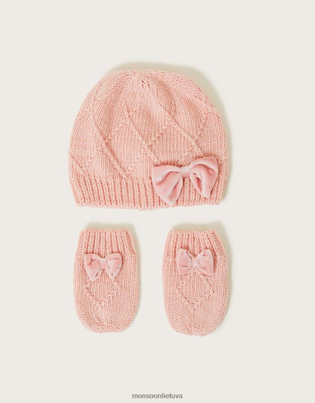 Monsoon Kūdikių kepurė ir kumštinės pirštinės iš perdirbto poliesterio vaikai rožinis priedas DPXBJ2821