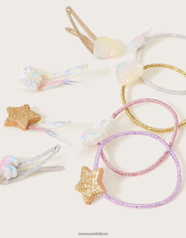 Monsoon miglotų vienaragių plaukų rinkinys 8 pak mergina stilingas priedas DPXBJ2516